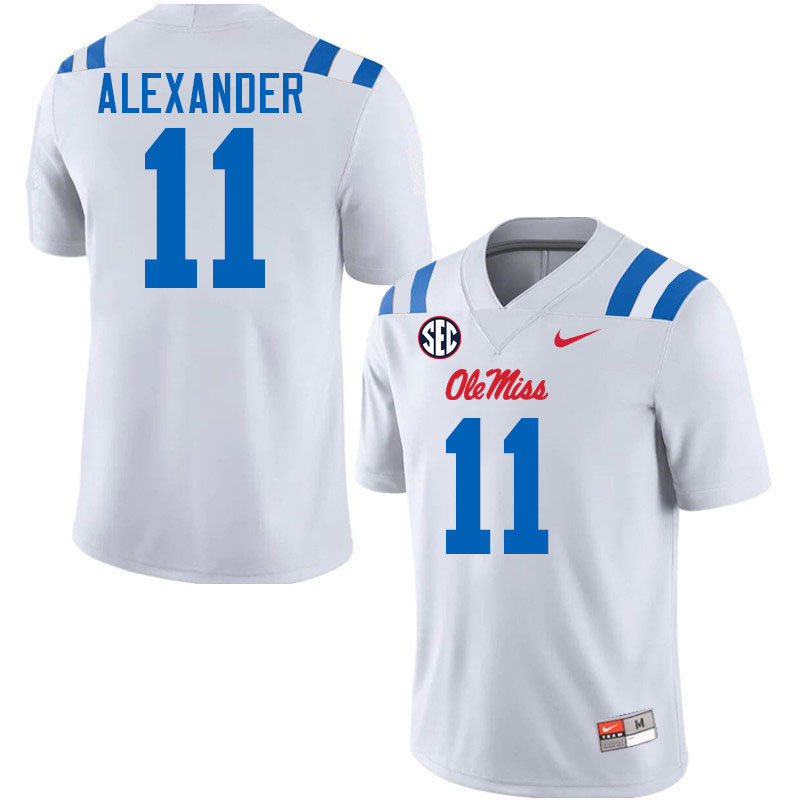 Ole Miss Rebels #11 Deuce Alexander College Football Jerseys Stitched-White